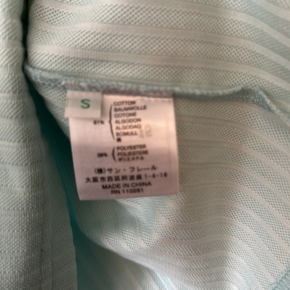 PRINGLE of Scotland Golf Polo Quarter Zip Ribbed Turquoise Seafoam Short Sleeve - Picture 8 of 9